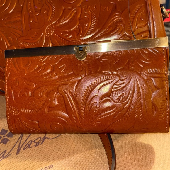Patricia Nash Gracchi Florence Embossed Leather Satchel and Wallet - Picture 6 of 6